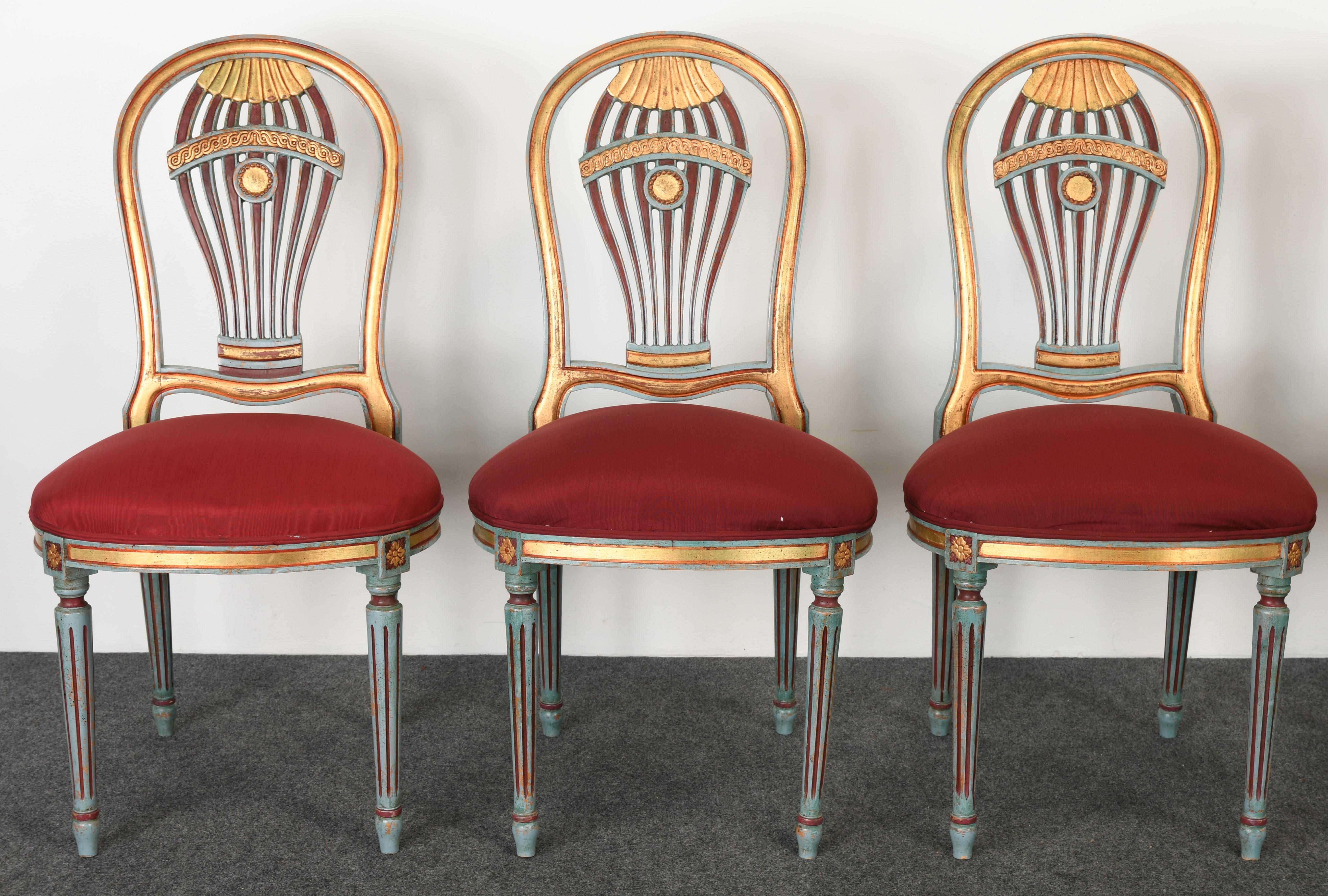 Late 20th Century Louis XVI French Style Painted Balloon Back Dining Chairs, 1980s