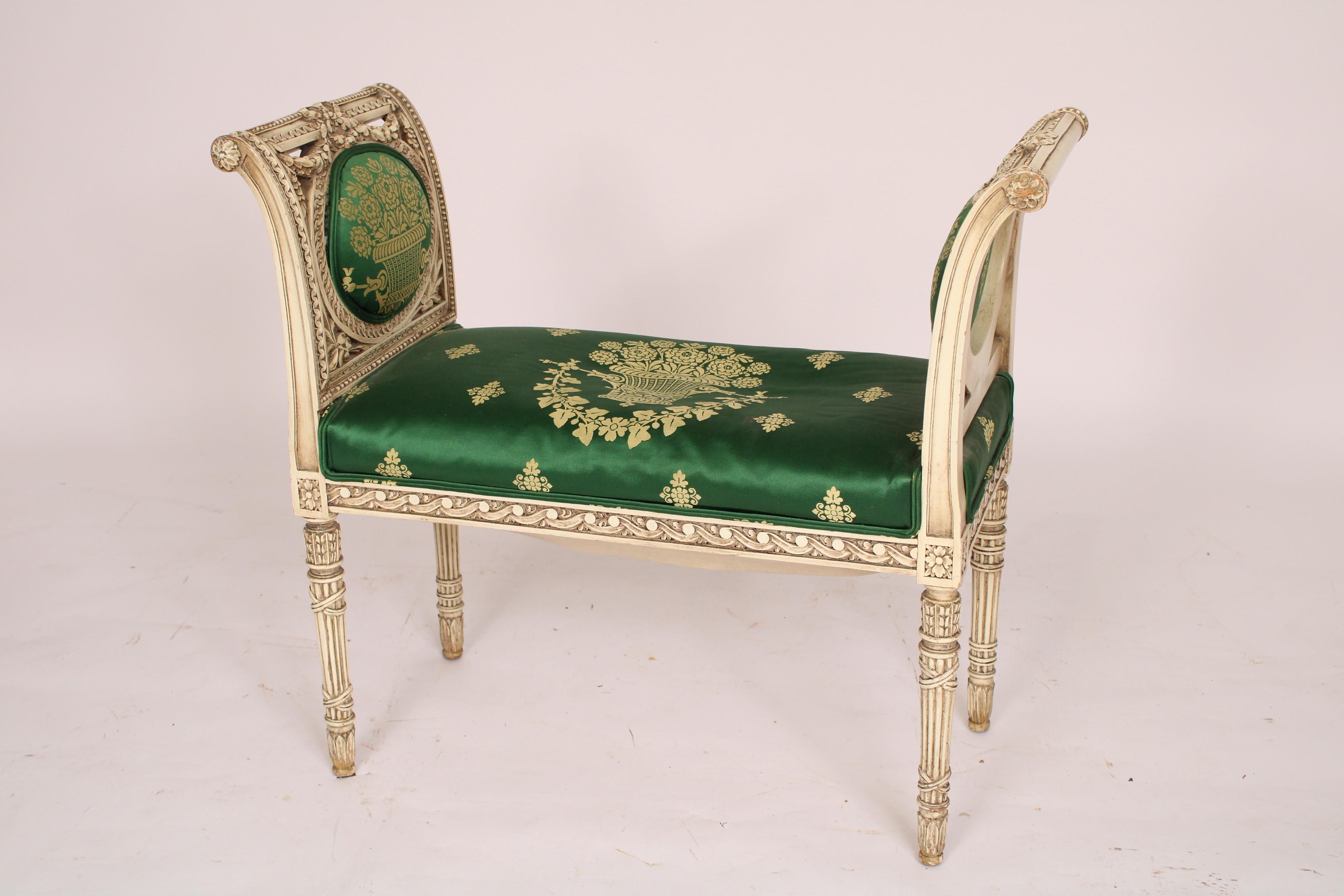 European Louis XVI Style Painted Bench For Sale