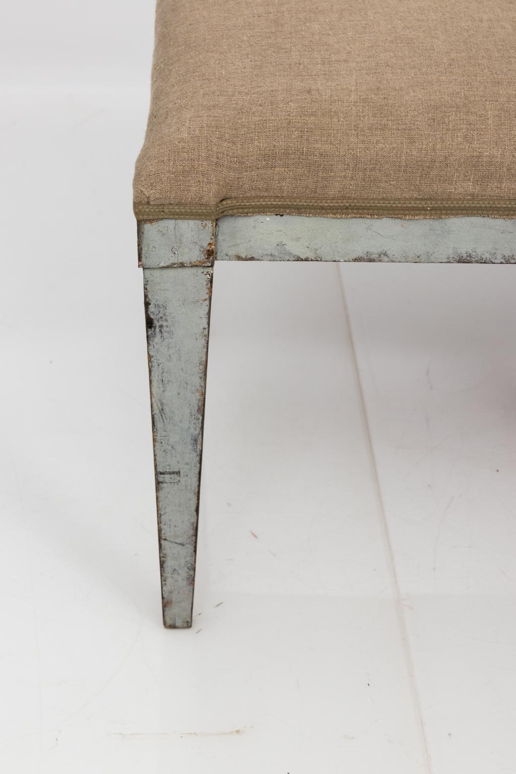 Gilt Louis XVI Style Painted Bench For Sale