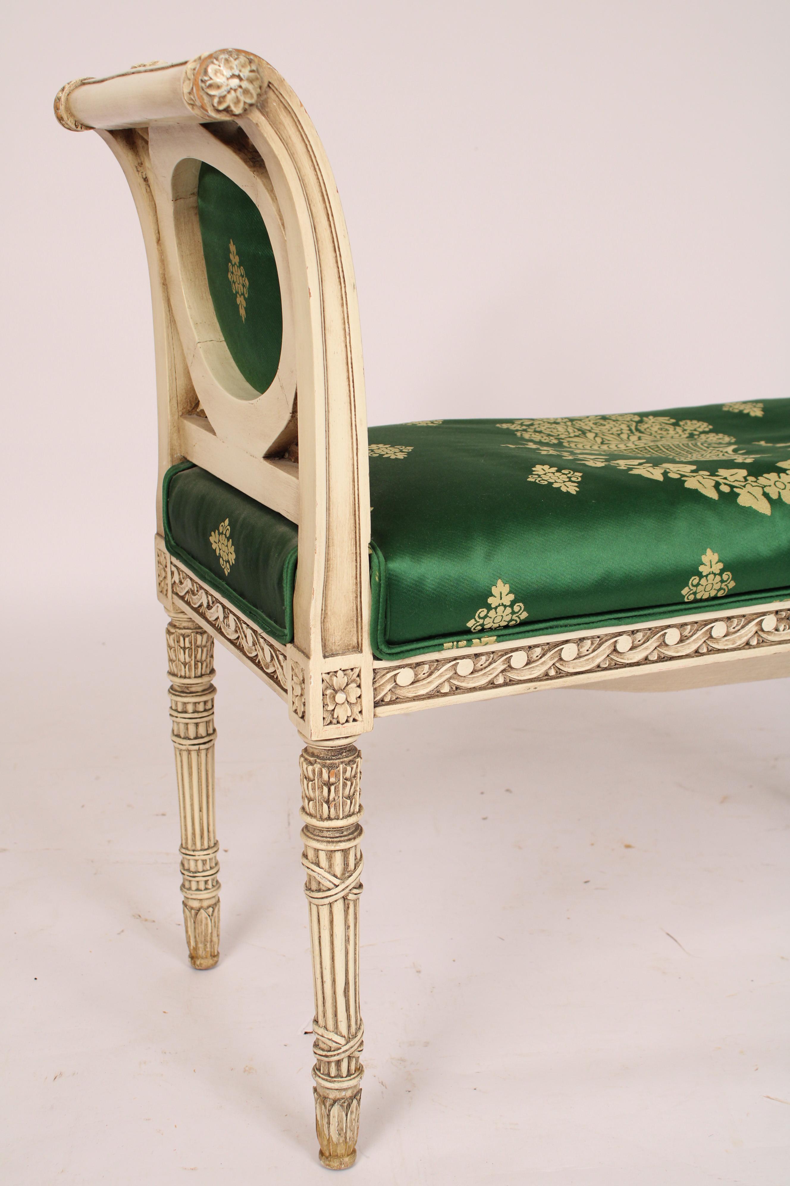 Louis XVI Style Painted Bench For Sale 1