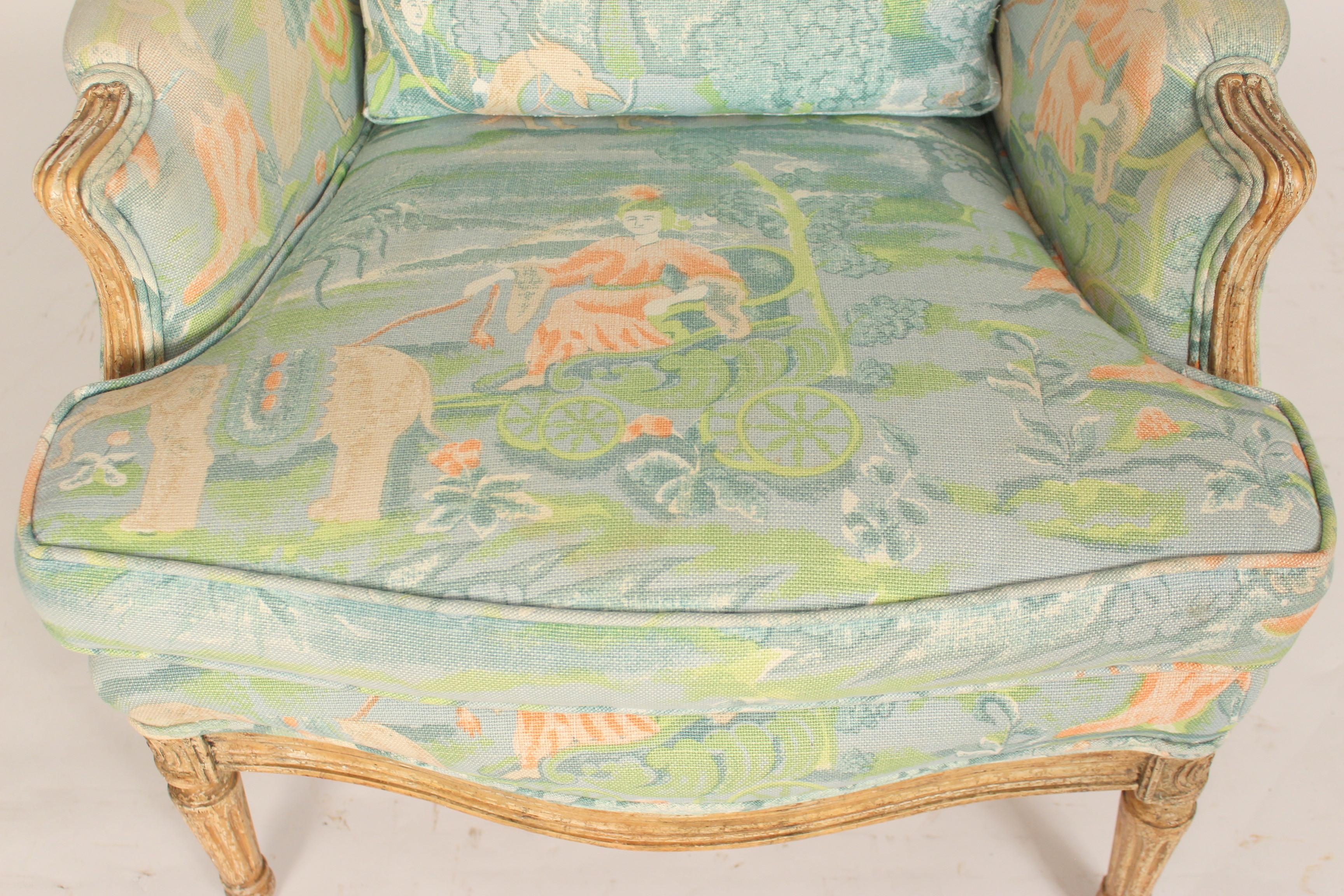 Upholstery Louis XVI Style Painted Bergere