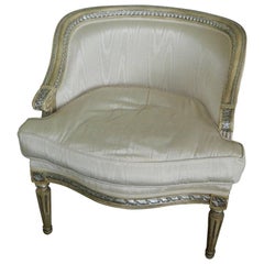 Louis XVI Style Painted Boudoir or Bergere Chair, 20th Century