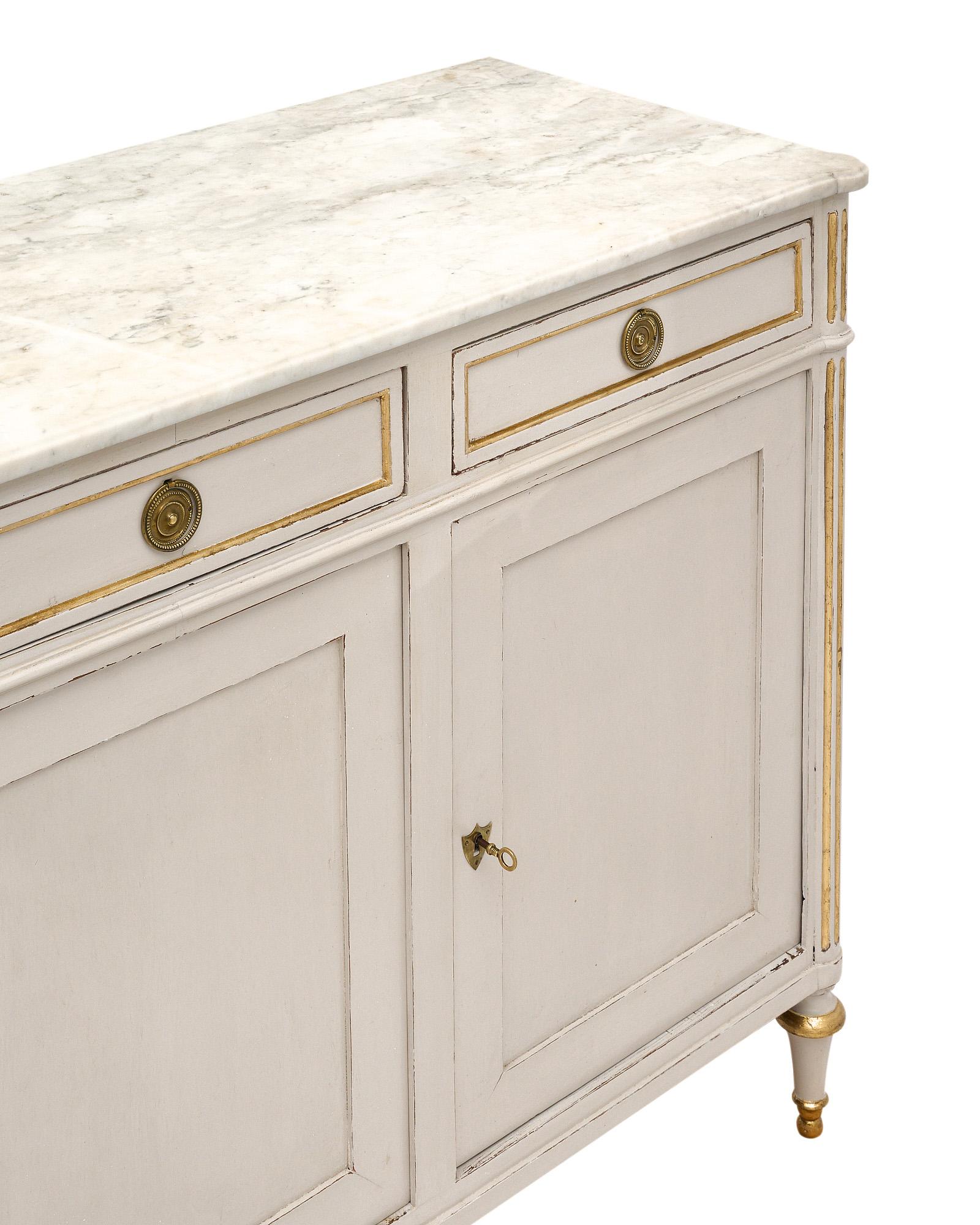 Gold Leaf Louis XVI Style Painted Buffet