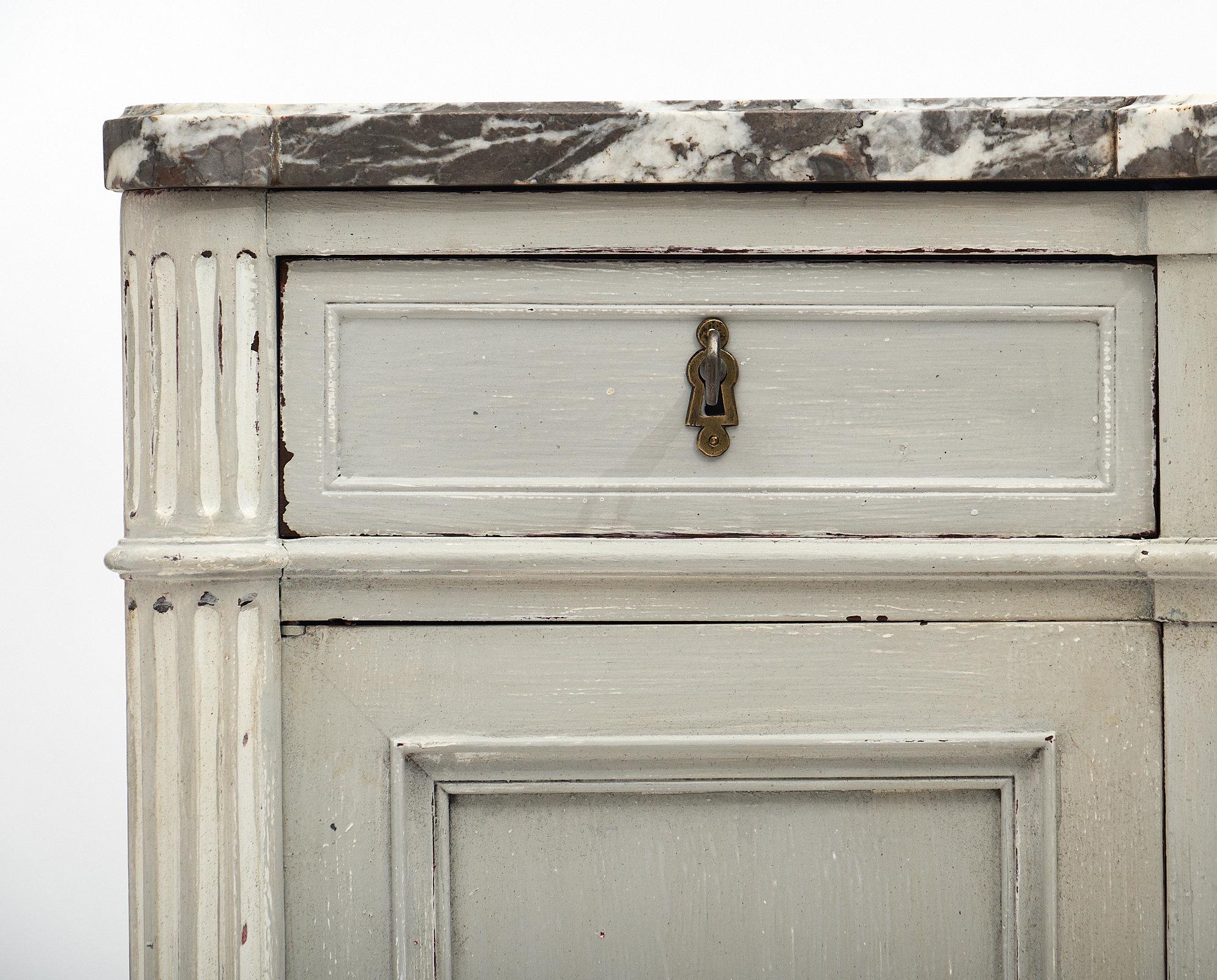 Mid-19th Century Louis XVI Style Painted Buffet with Marble Top