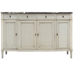 Louis XVI Style Painted Buffet with Marble Top