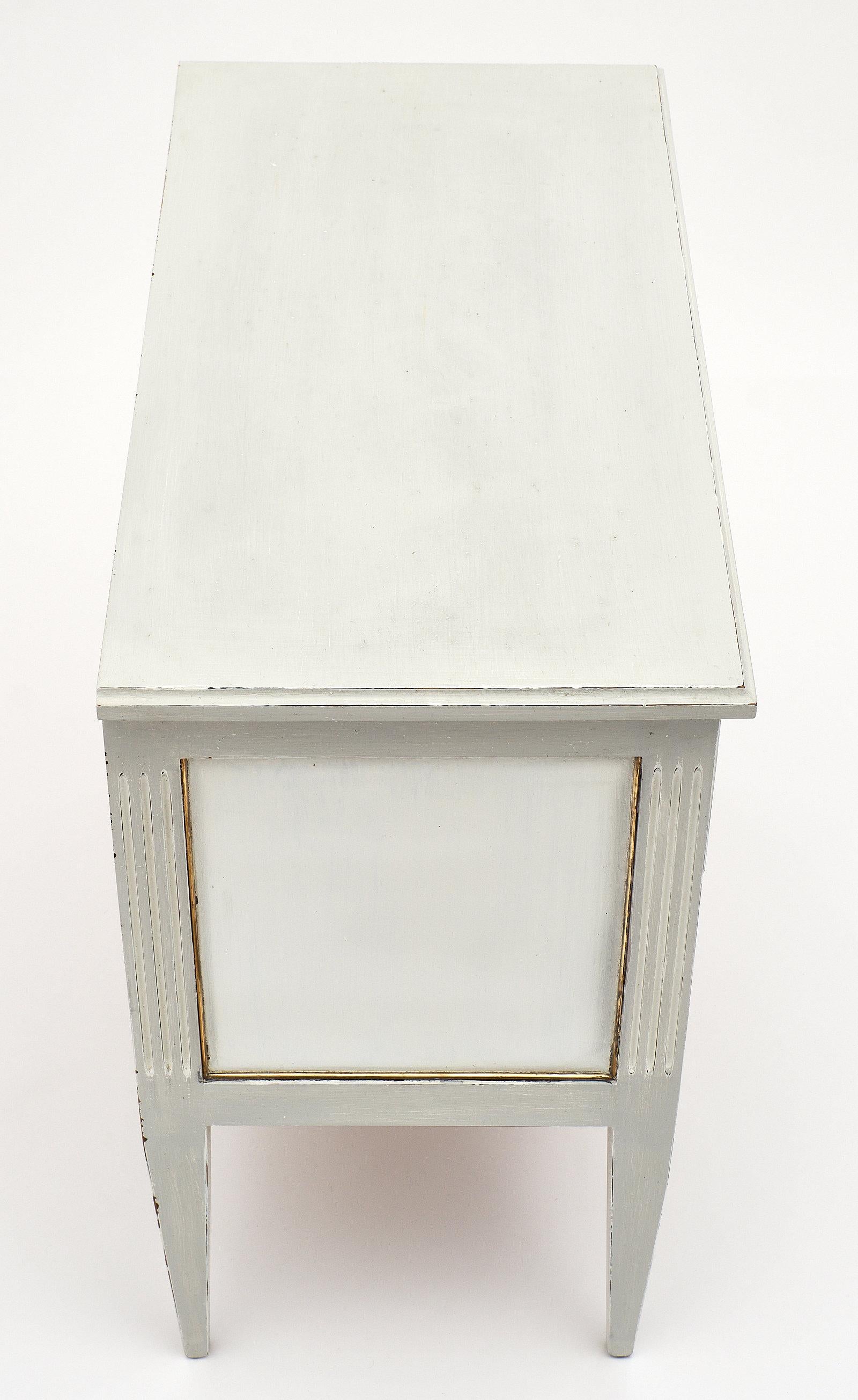 Early 20th Century Louis XVI Style Painted Chest with Brass Trim