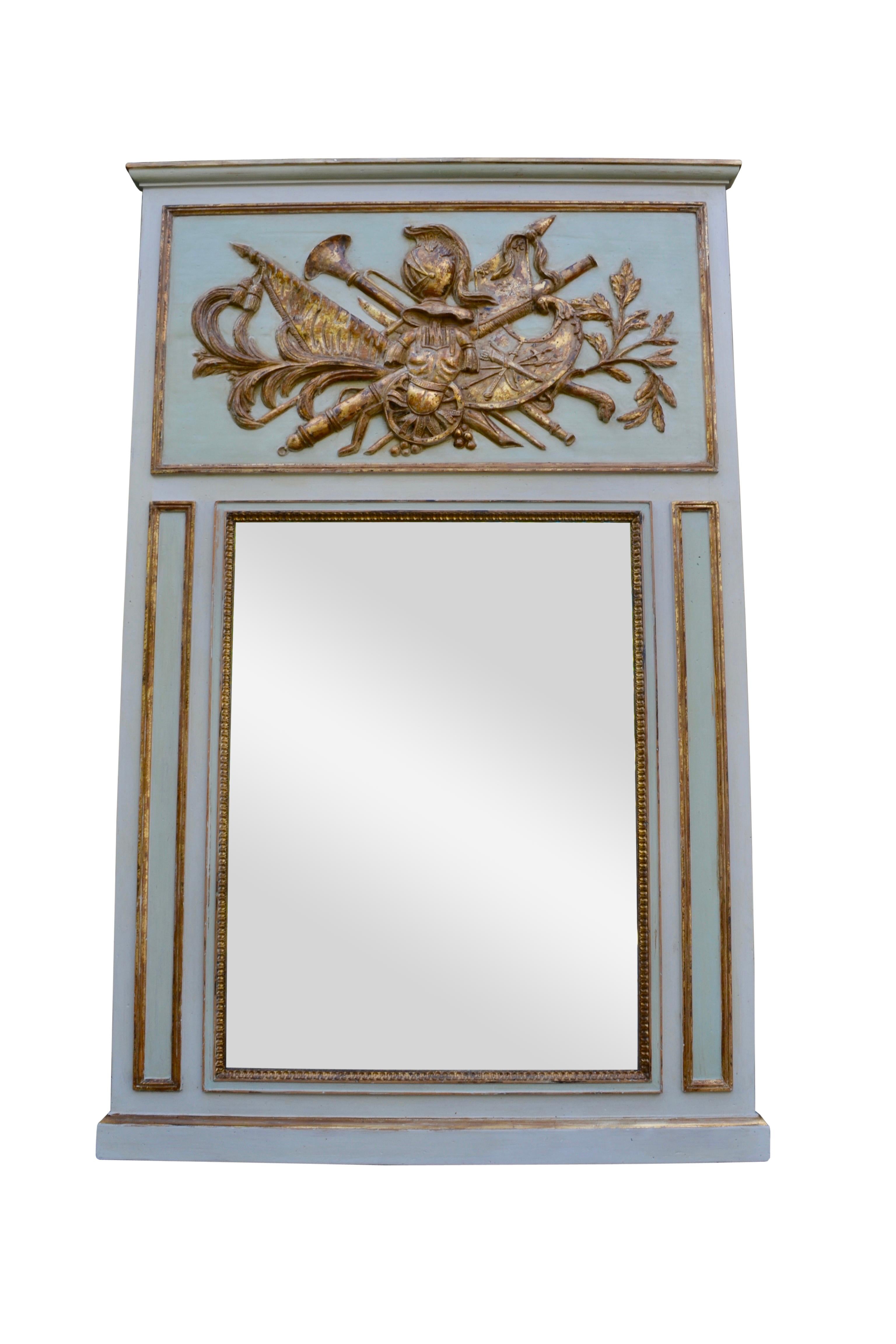 Pine Louis XVI Style Painted Console and Mirror For Sale