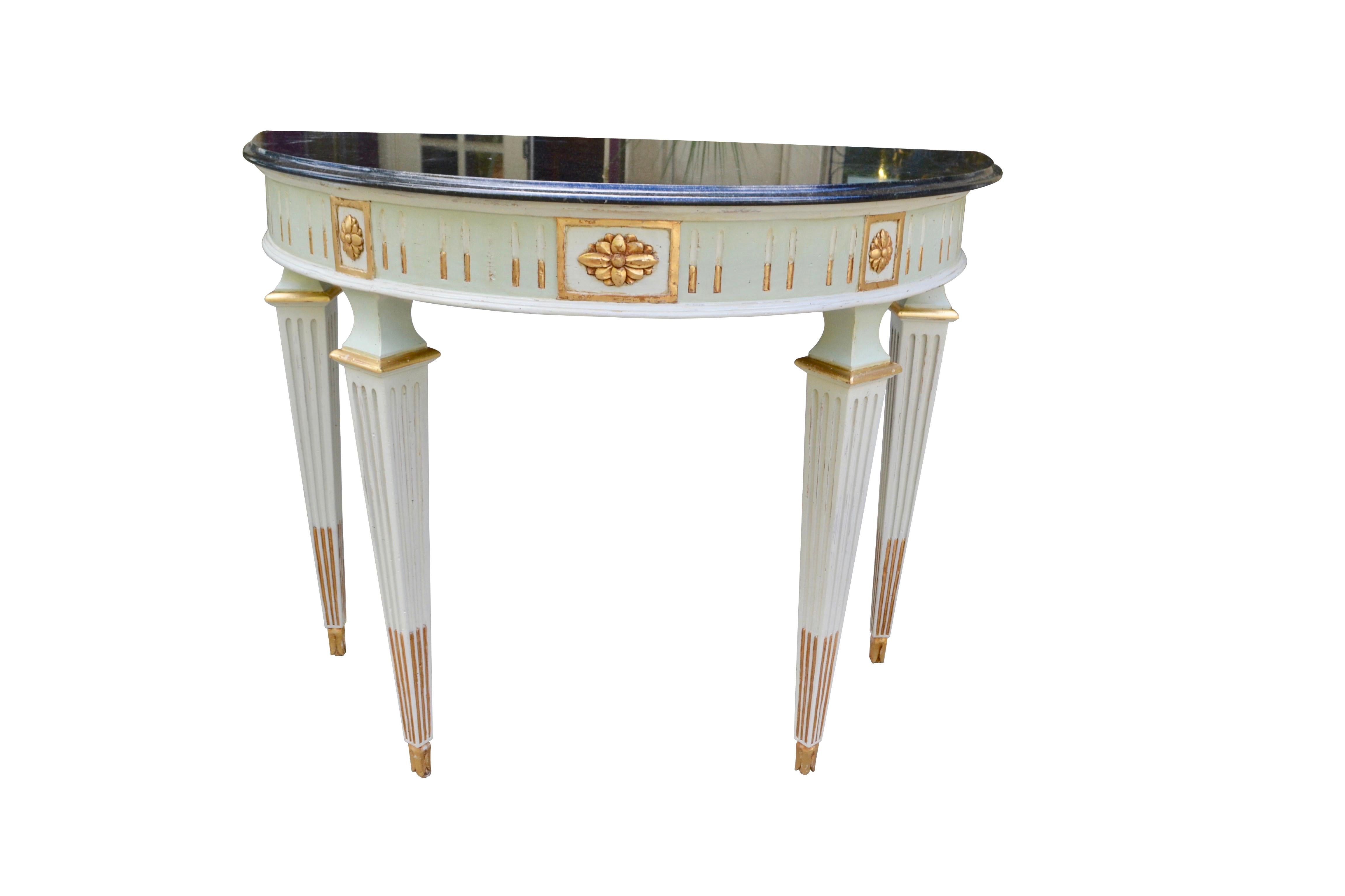 Louis XVI Style Painted Console and Mirror For Sale 1