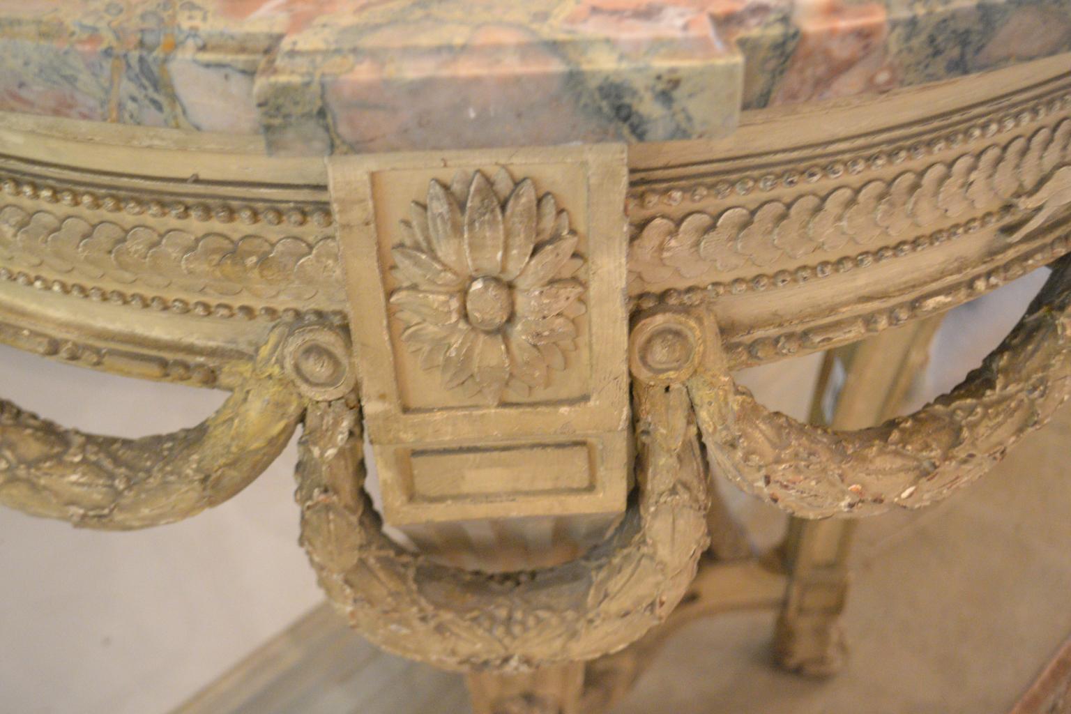 Hand-Crafted Louis XVI Style Painted Console Table For Sale