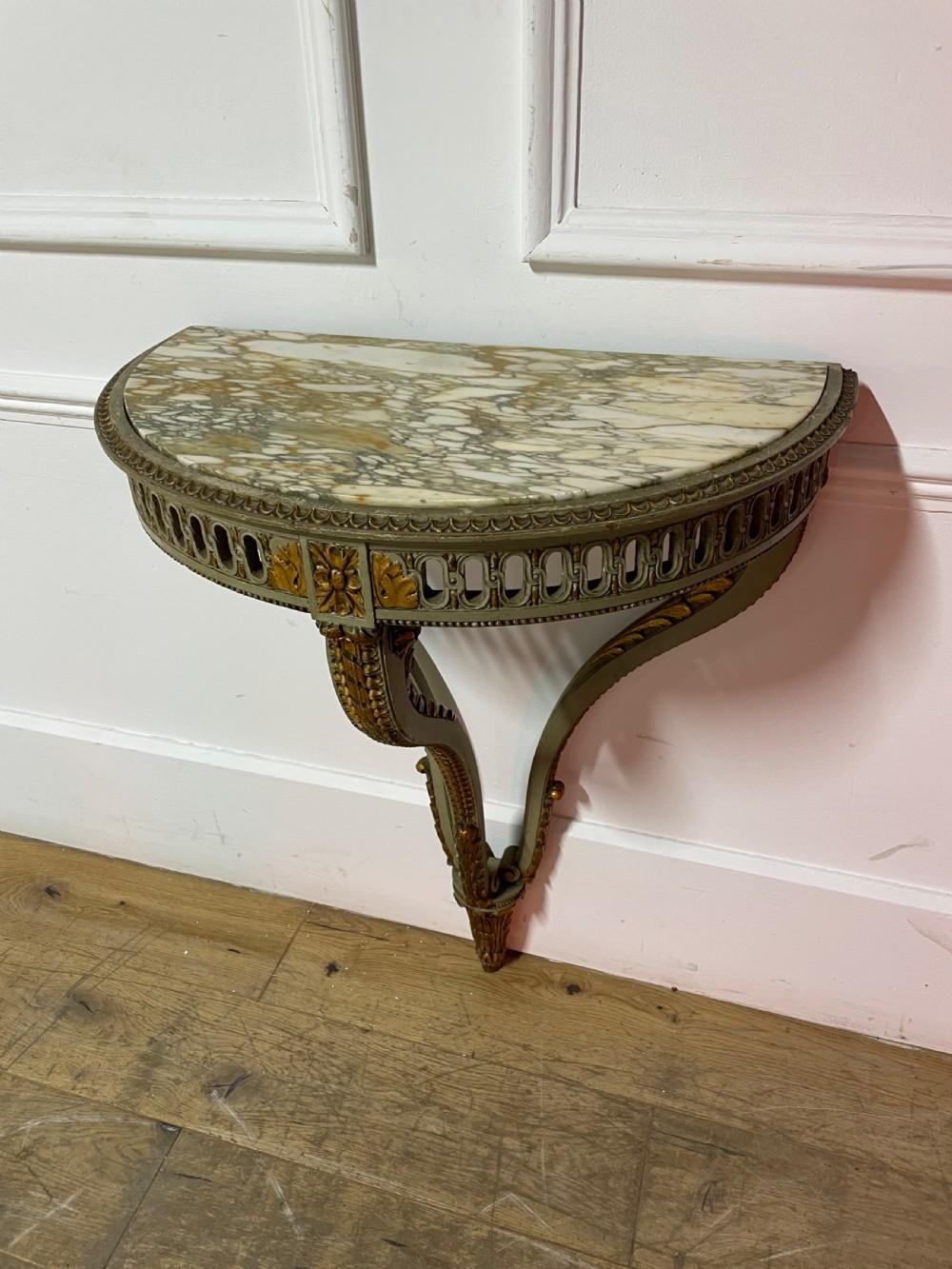 Louis XVI style painted Demi lune console table In Good Condition For Sale In Budleigh Salterton, GB