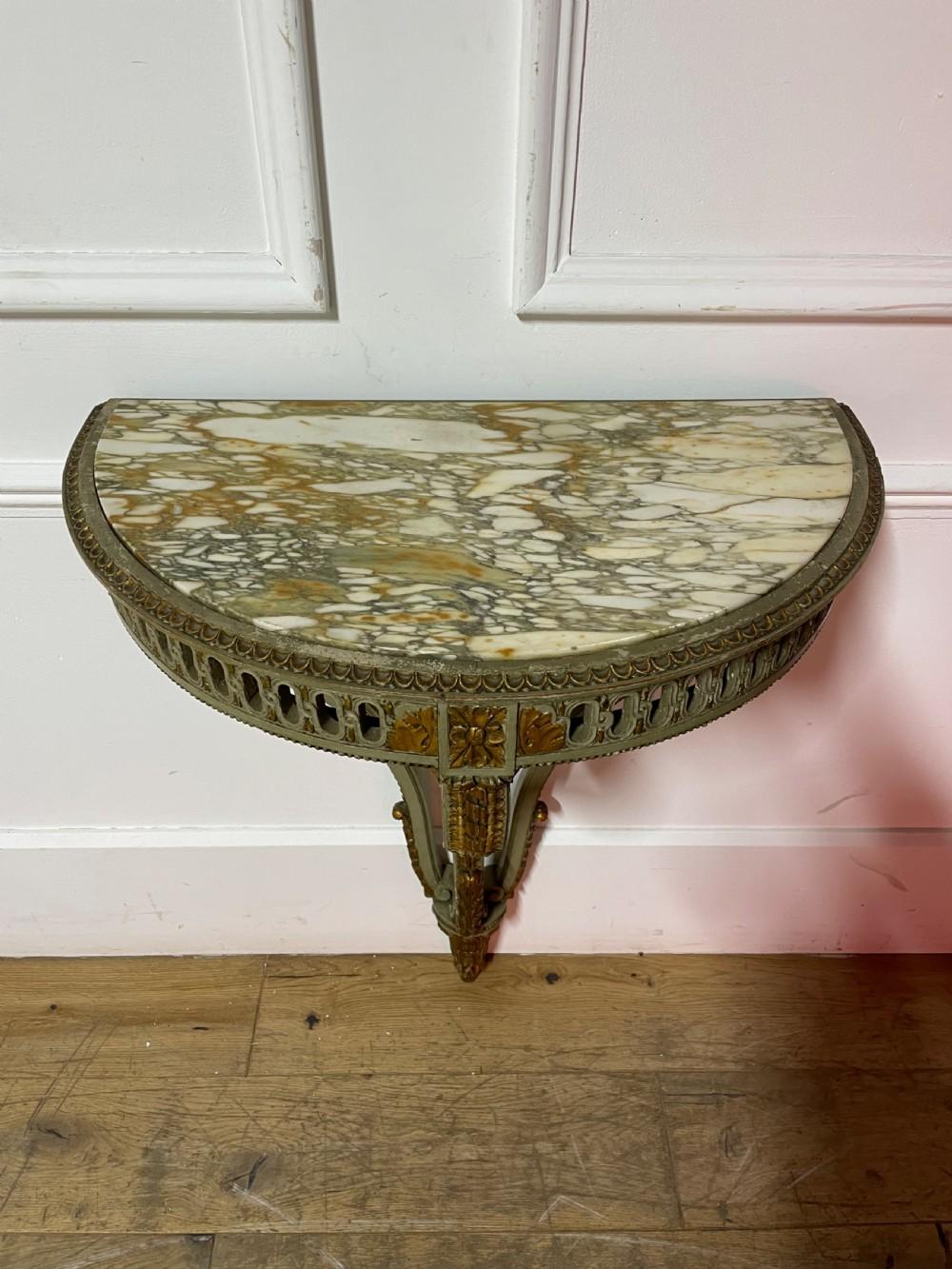 Louis XVI style painted Demi lune console table For Sale 1