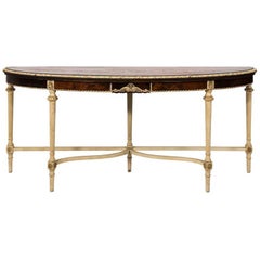 Louis XVI Style Painted Demi Lune Table or Console