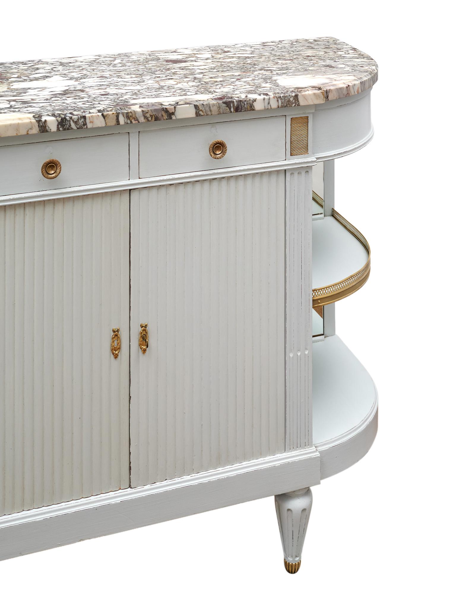 French Louis XVI Style Painted Demilune Buffet For Sale