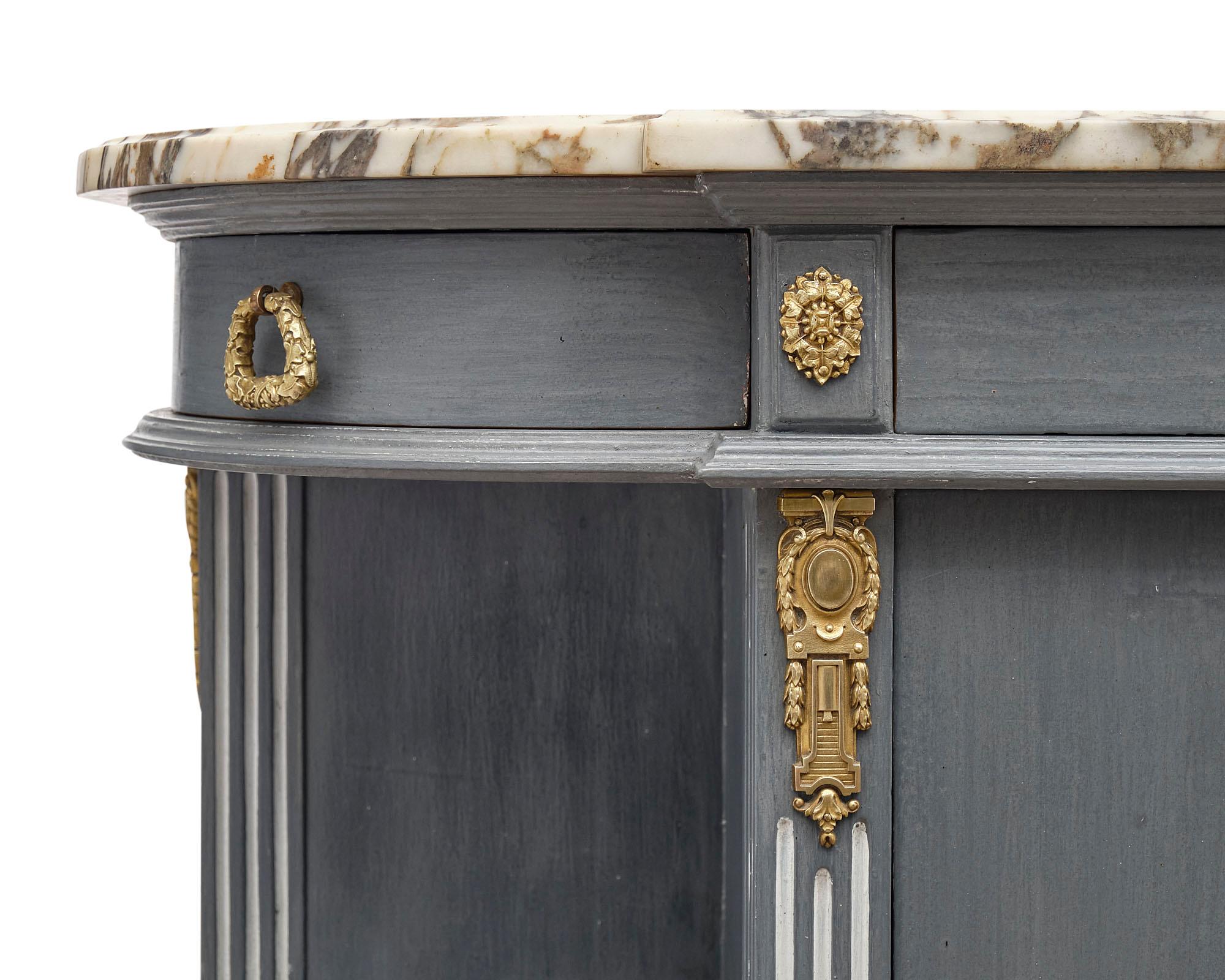 Early 20th Century Louis XVI Style Painted Demilune Buffet