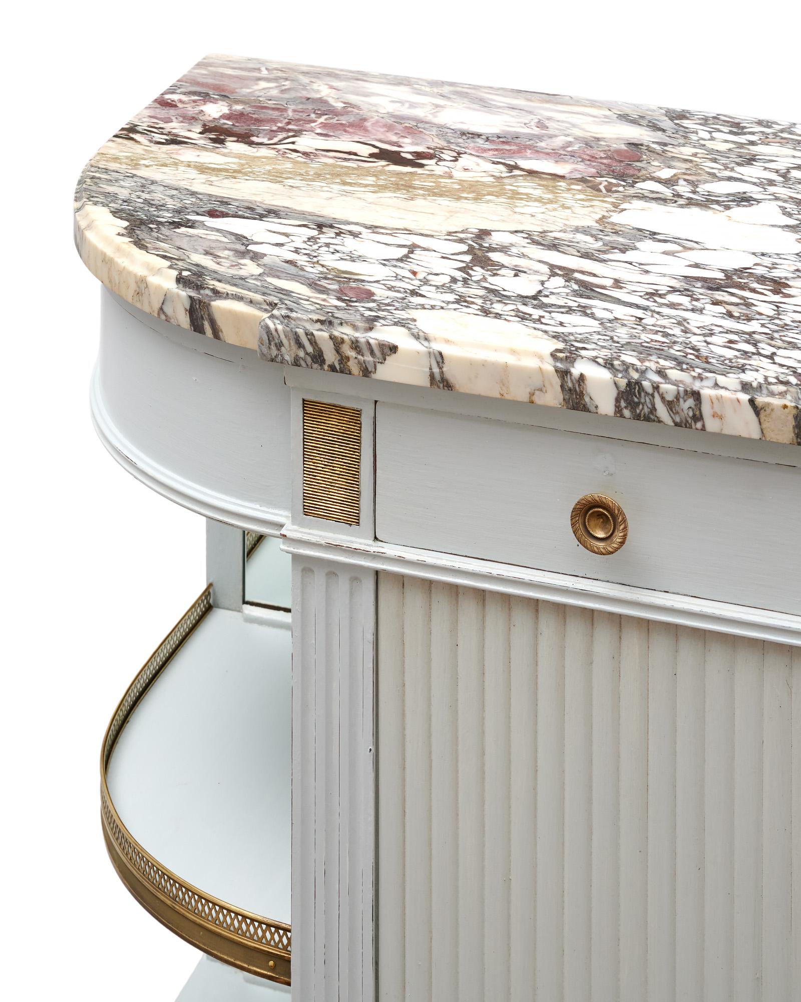 Louis XVI Style Painted Demilune Buffet In Good Condition For Sale In Austin, TX