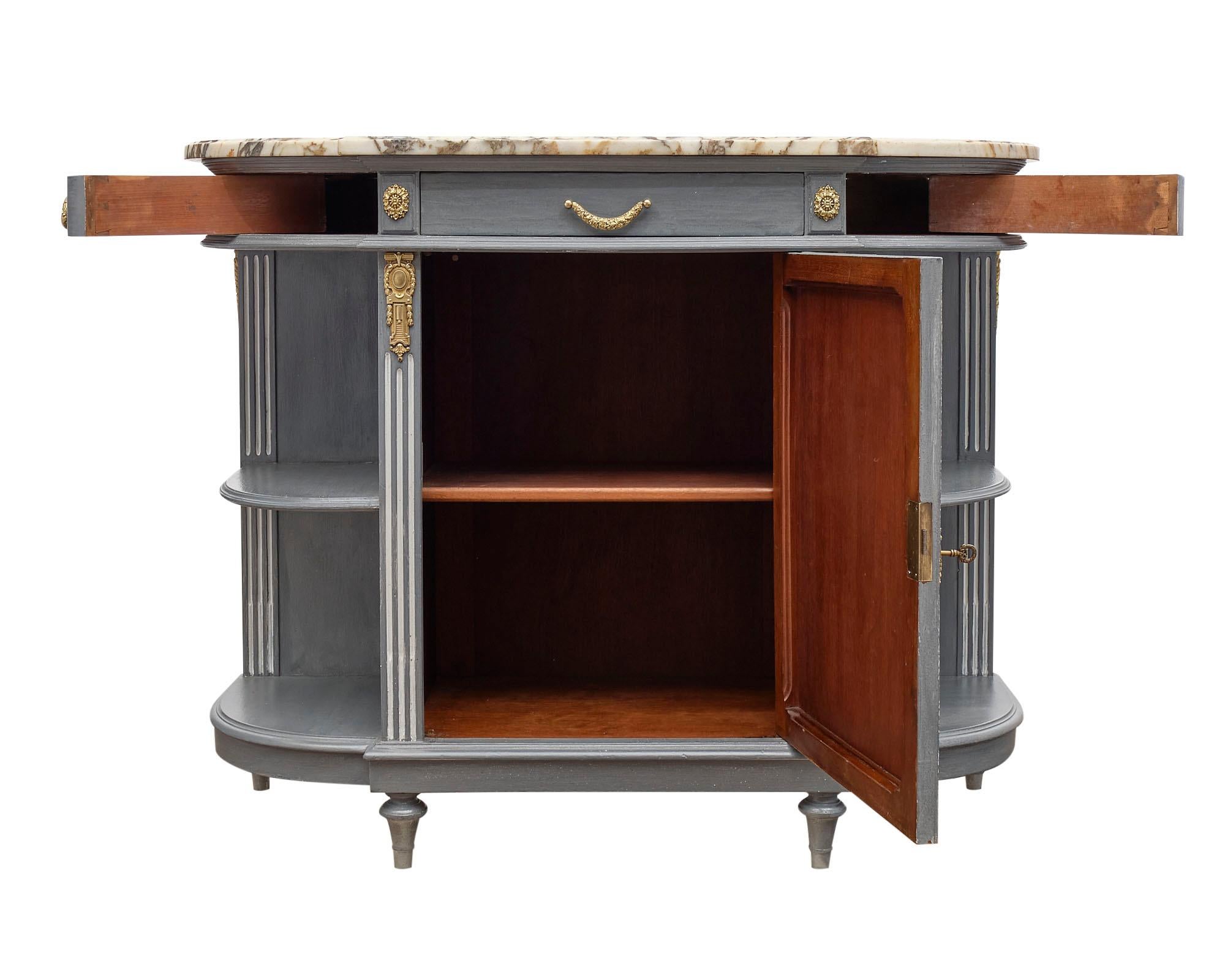 Louis XVI Style Painted Demilune Buffet 3