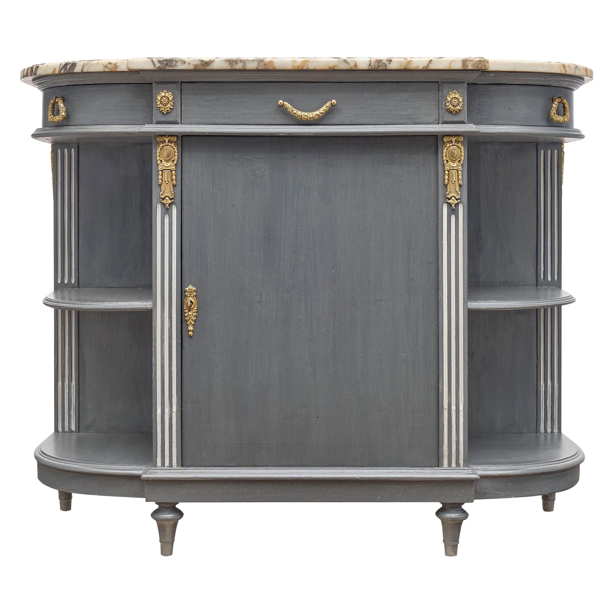 Louis XVI Style Painted Demilune Buffet