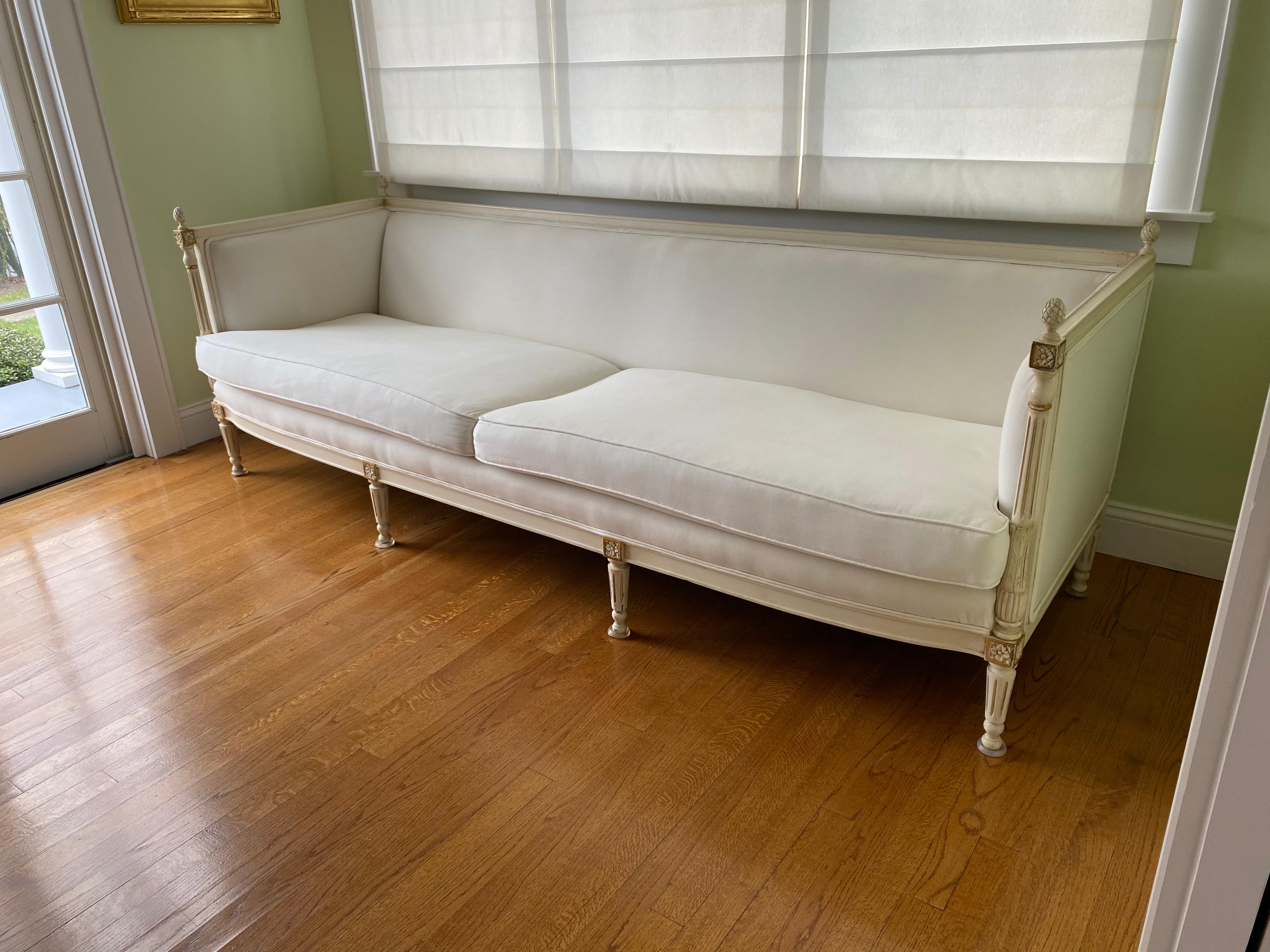 Louis XVI Swedish Gustavian Style Painted Extra Long Sofa/Settee, 20th Century