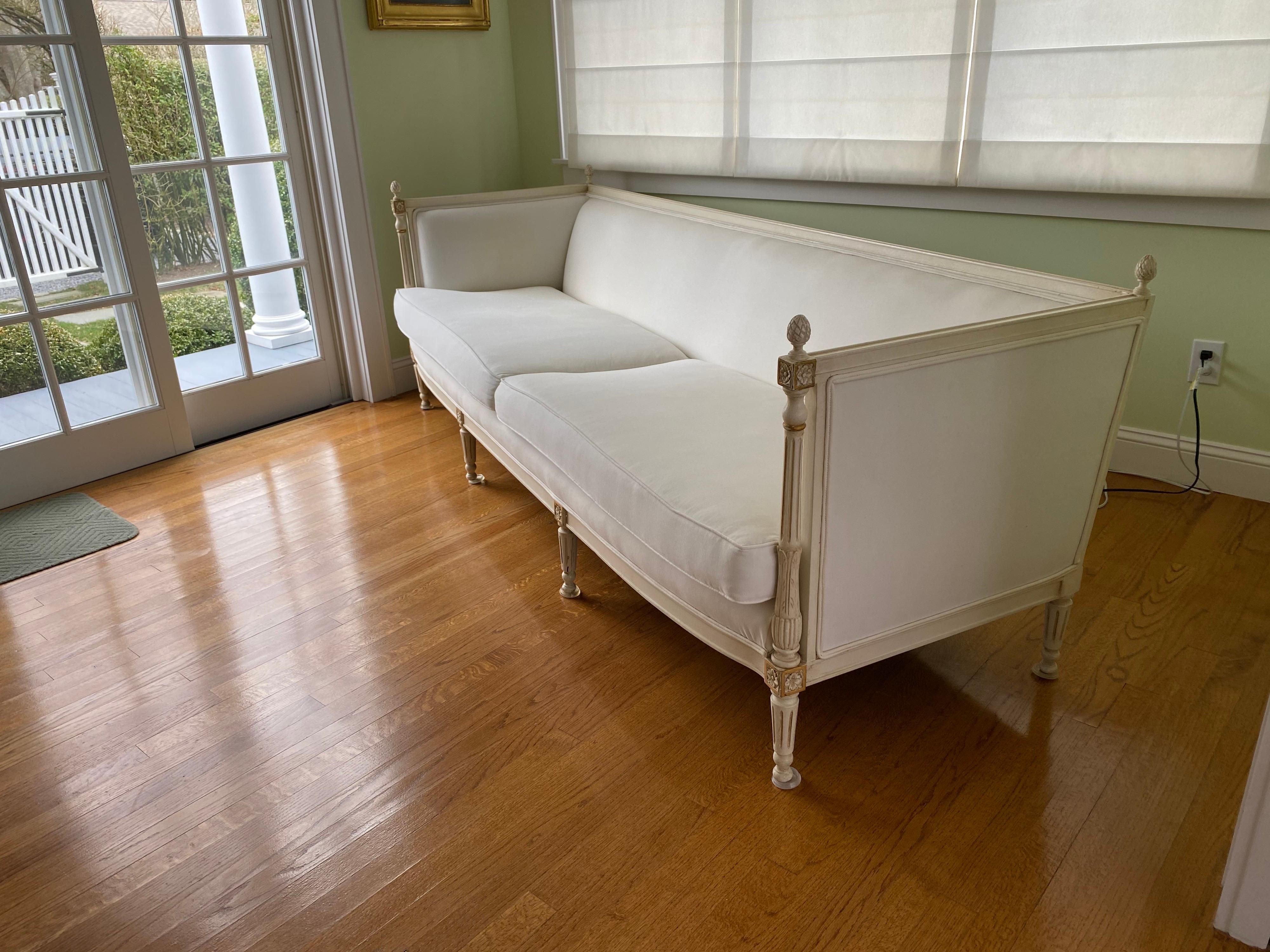 American Swedish Gustavian Style Painted Extra Long Sofa/Settee, 20th Century