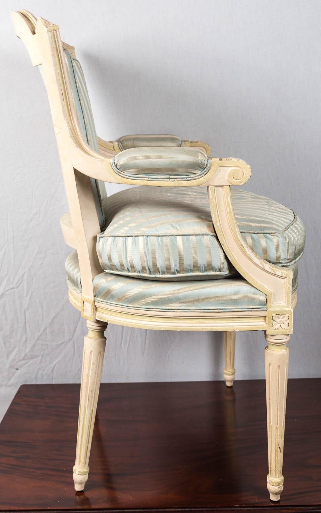 20th Century Louis XVI Style Painted Fauteuil or Open Armchair