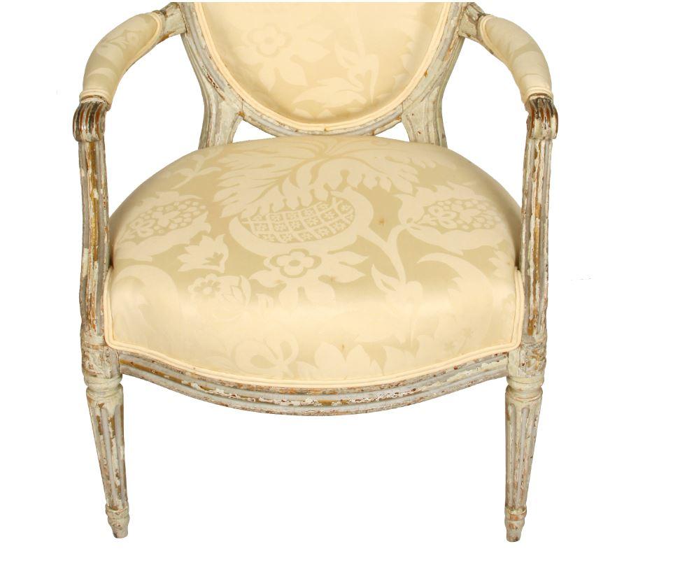 Unknown Louis XVI Style Painted Fauteuil with Oval Back For Sale