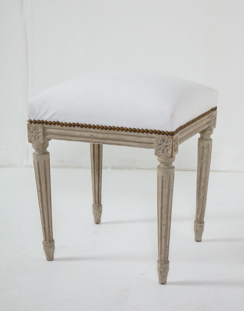 Louis XVI Style Painted Footstool with Upholstered Top, c. 1930 4