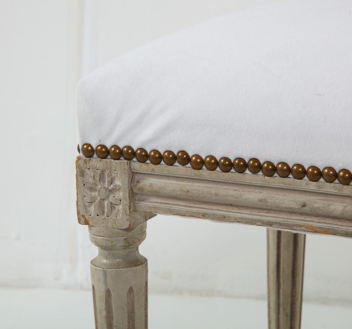 Louis XVI Style Painted Footstool with Upholstered Top, c. 1930 6