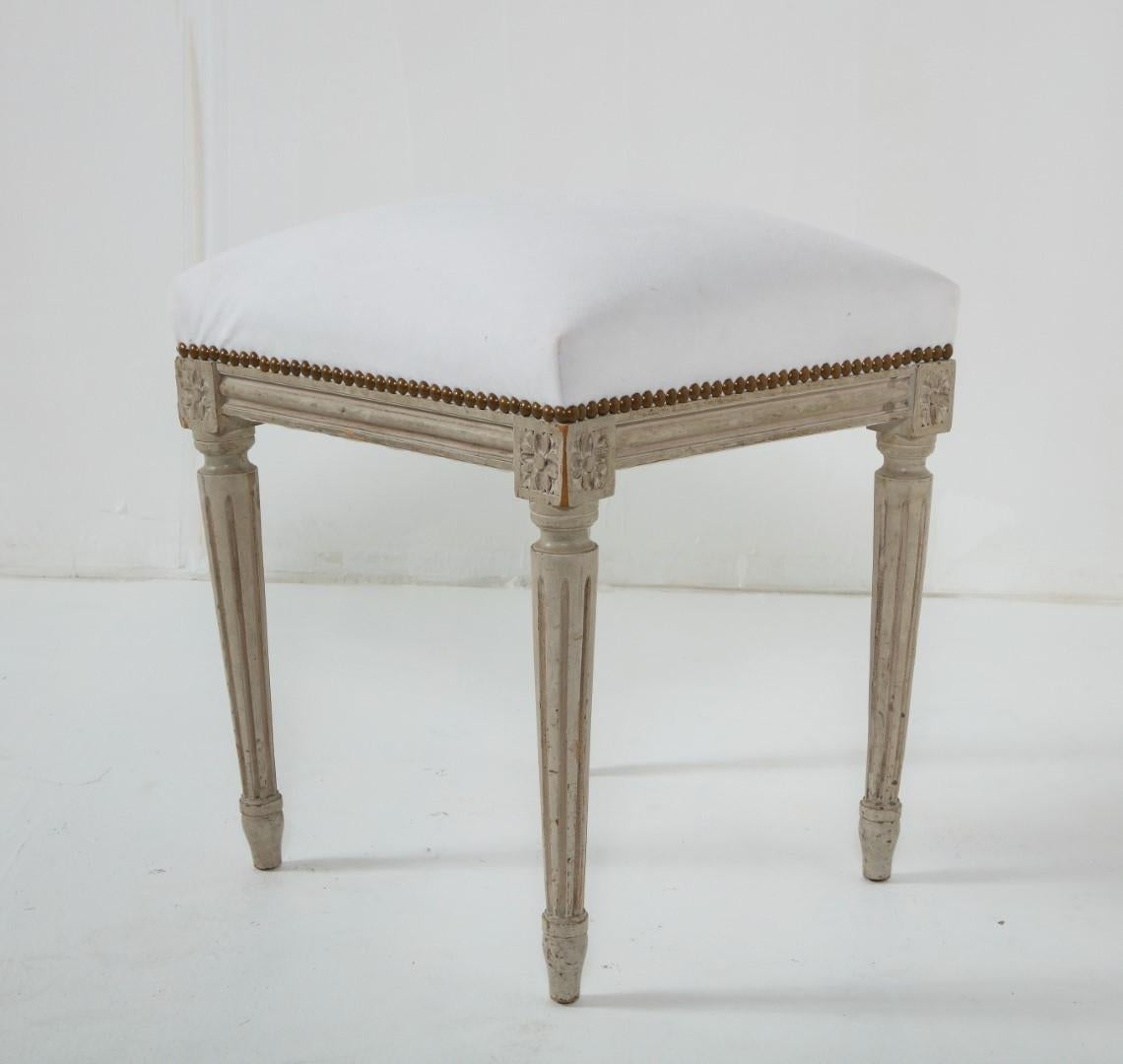 Louis XVI Style Painted Footstool with Upholstered Top, c. 1930 7