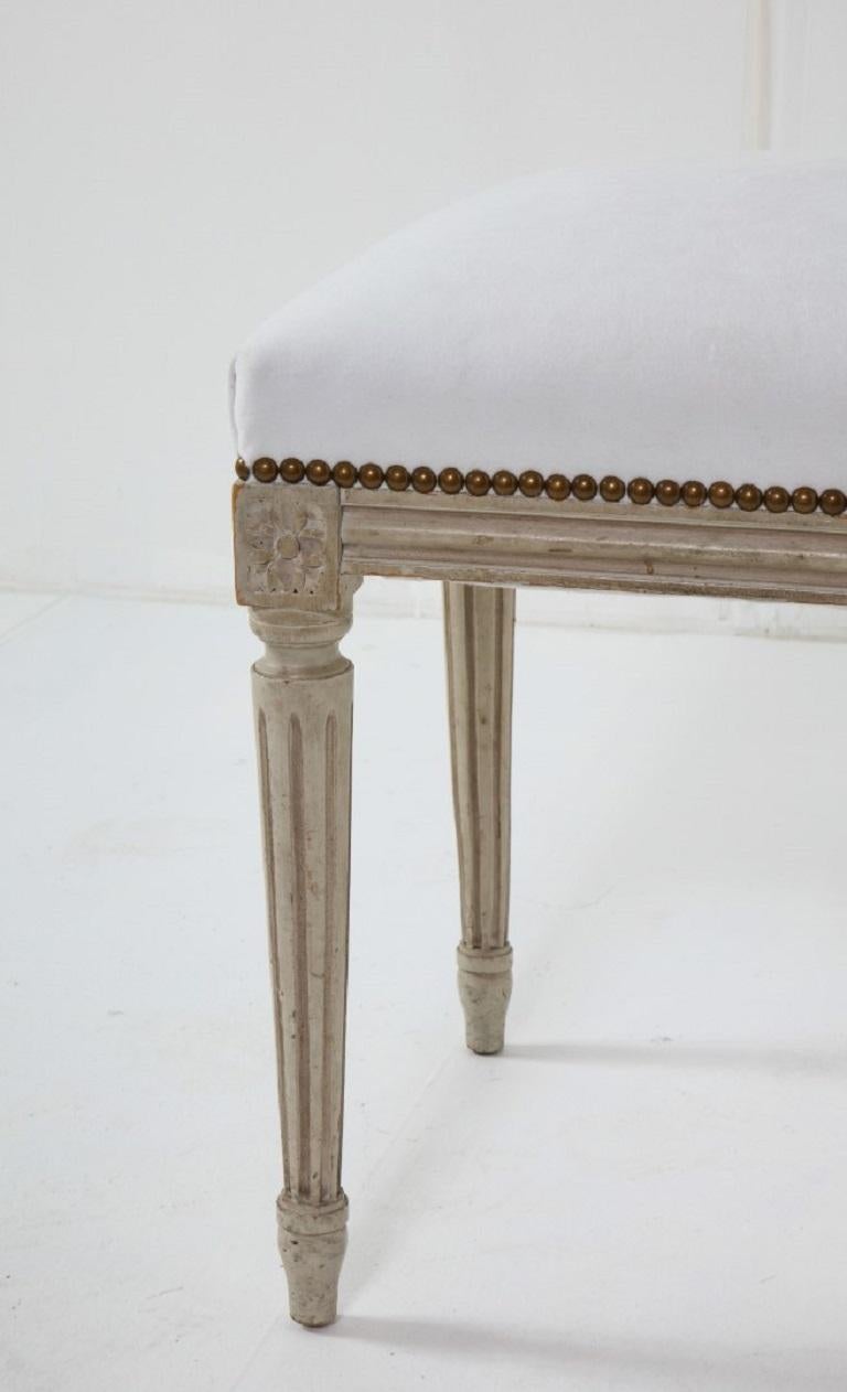 French Louis XVI Style Painted Footstool with Upholstered Top, c. 1930
