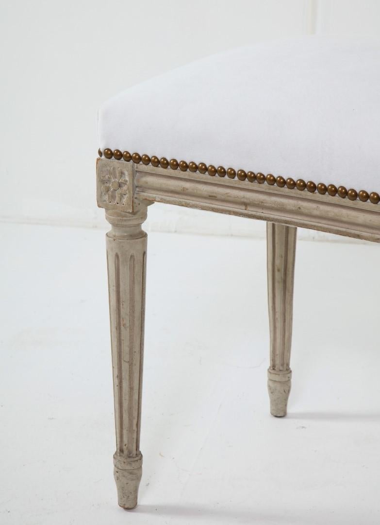 Mid-20th Century Louis XVI Style Painted Footstool with Upholstered Top, c. 1930