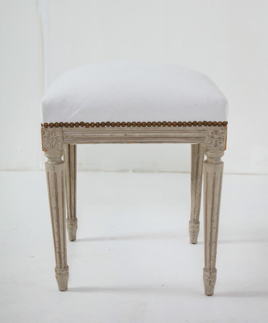 Louis XVI Style Painted Footstool with Upholstered Top, c. 1930 2