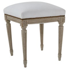 Louis XVI Style Painted Footstool with Upholstered Top, c. 1930