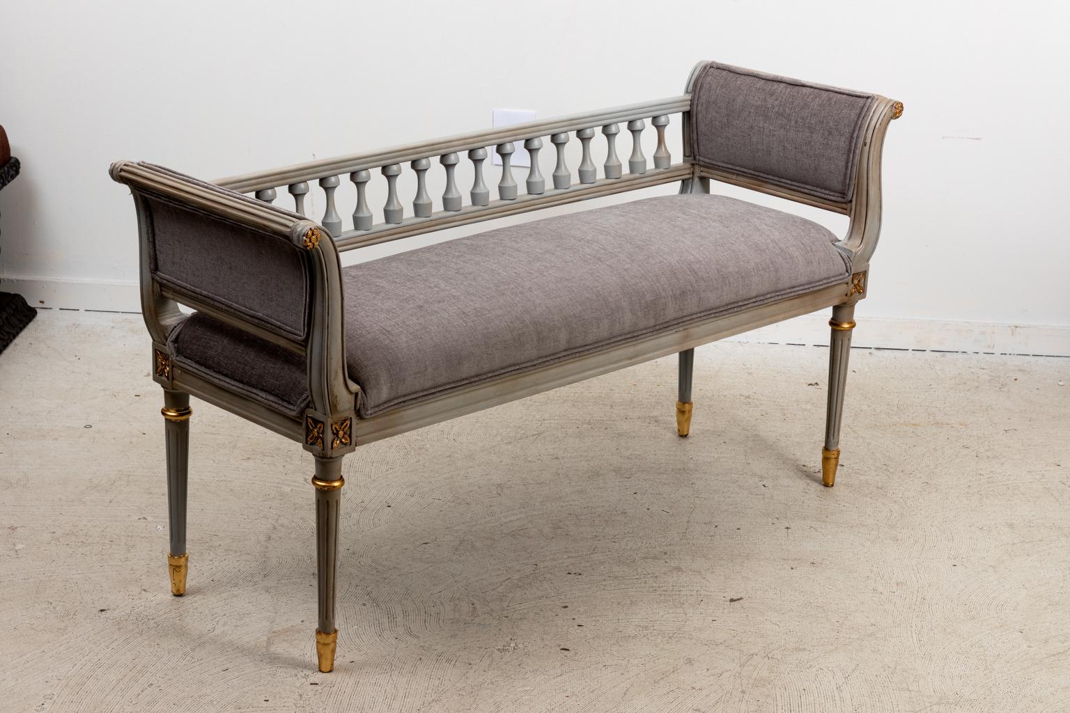 Louis XVI Style Painted Gilded Bench 1
