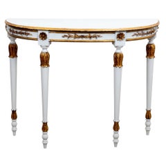 Louis XVI-Stil gemalt vergoldet Demi Lune Tisch oder Konsole
