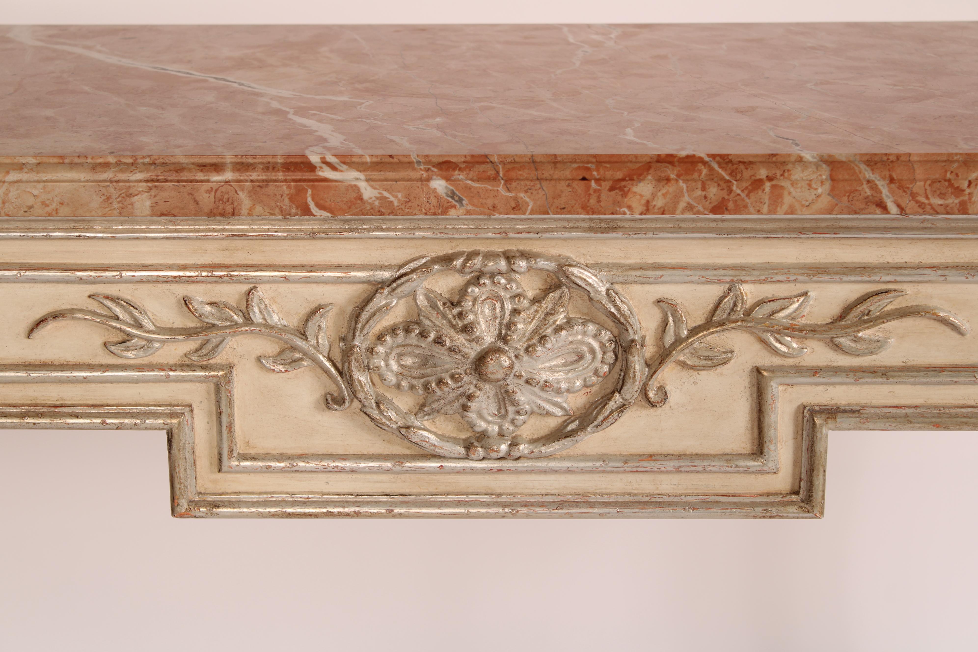 Louis XVI Style Painted Marble Top Console Table For Sale 5