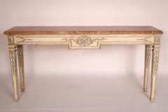 Louis XVI Style Painted Console Table with Marble Top