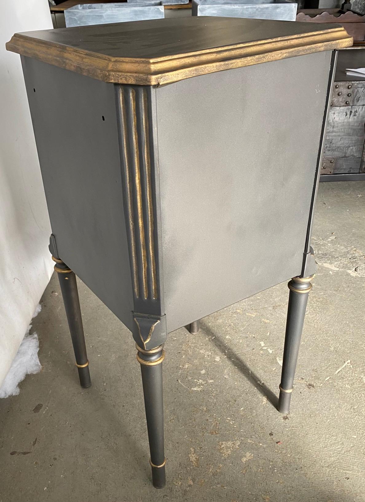 Louis XVI Style Painted Metal Nightstand For Sale 3