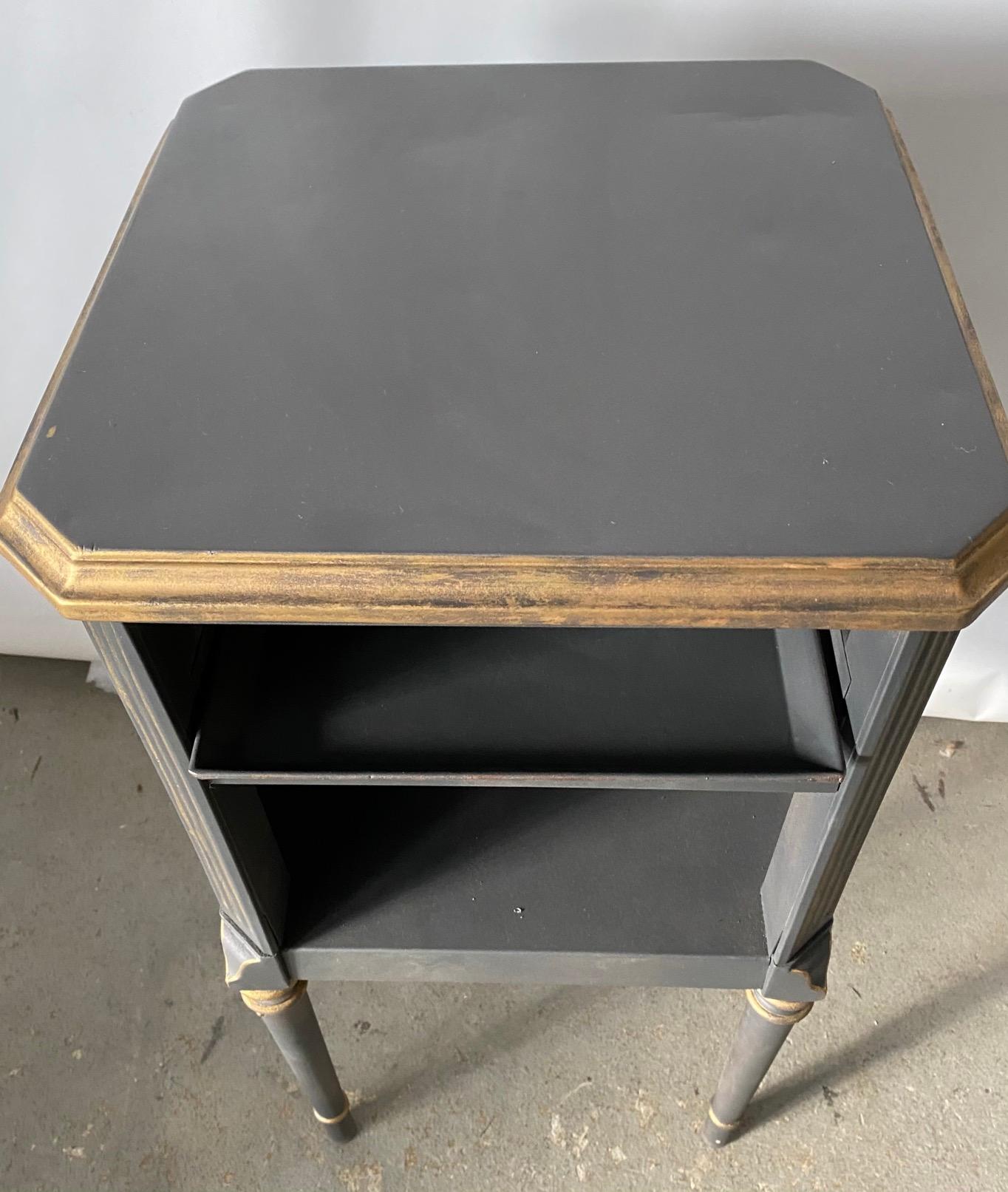 Louis XVI Style Painted Metal Nightstand For Sale 2