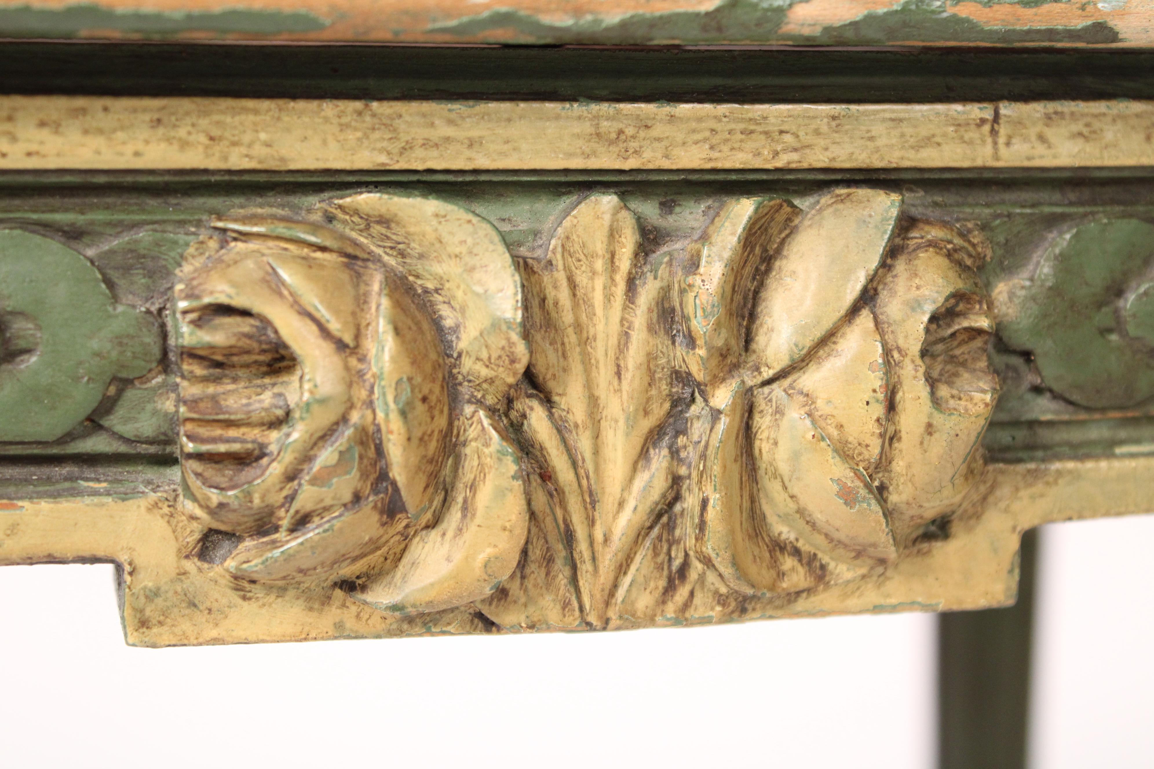 Table d'appoint peinte de style Louis XVI avec plateau en marbre 5