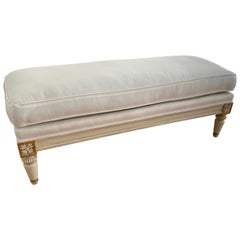 Louis XVI Style Painted 
Parcel-Gilt Bench