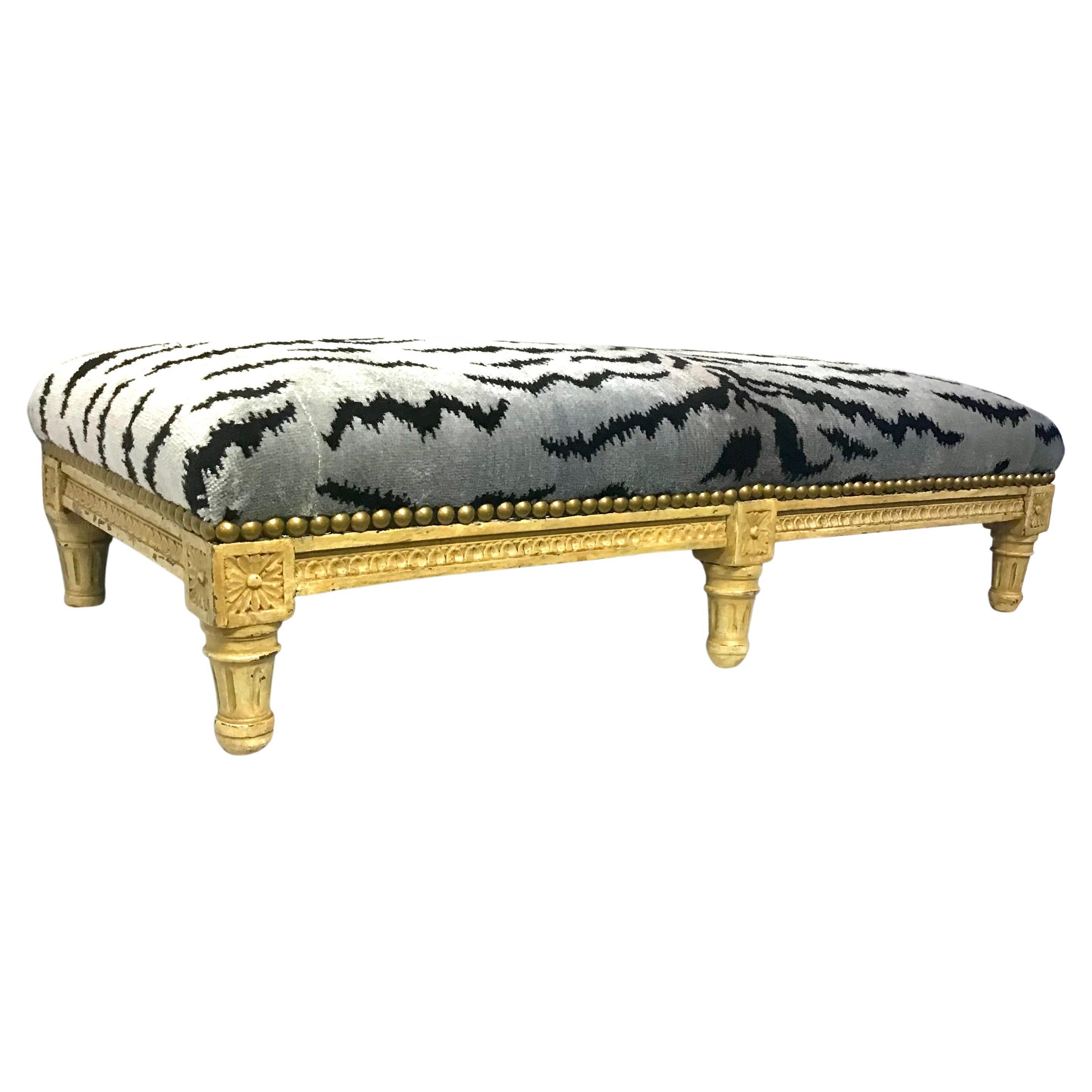 Louis XVI Style Painted Scalamandre Upholstered Bench