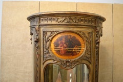 Louis XVI Style Painted Small and Round Vitrine, Display Cabinet