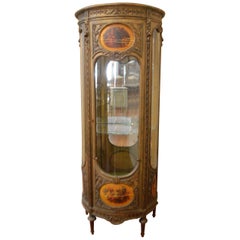 Louis XVI Style Painted Small and Round Vitrine, Display Cabinet