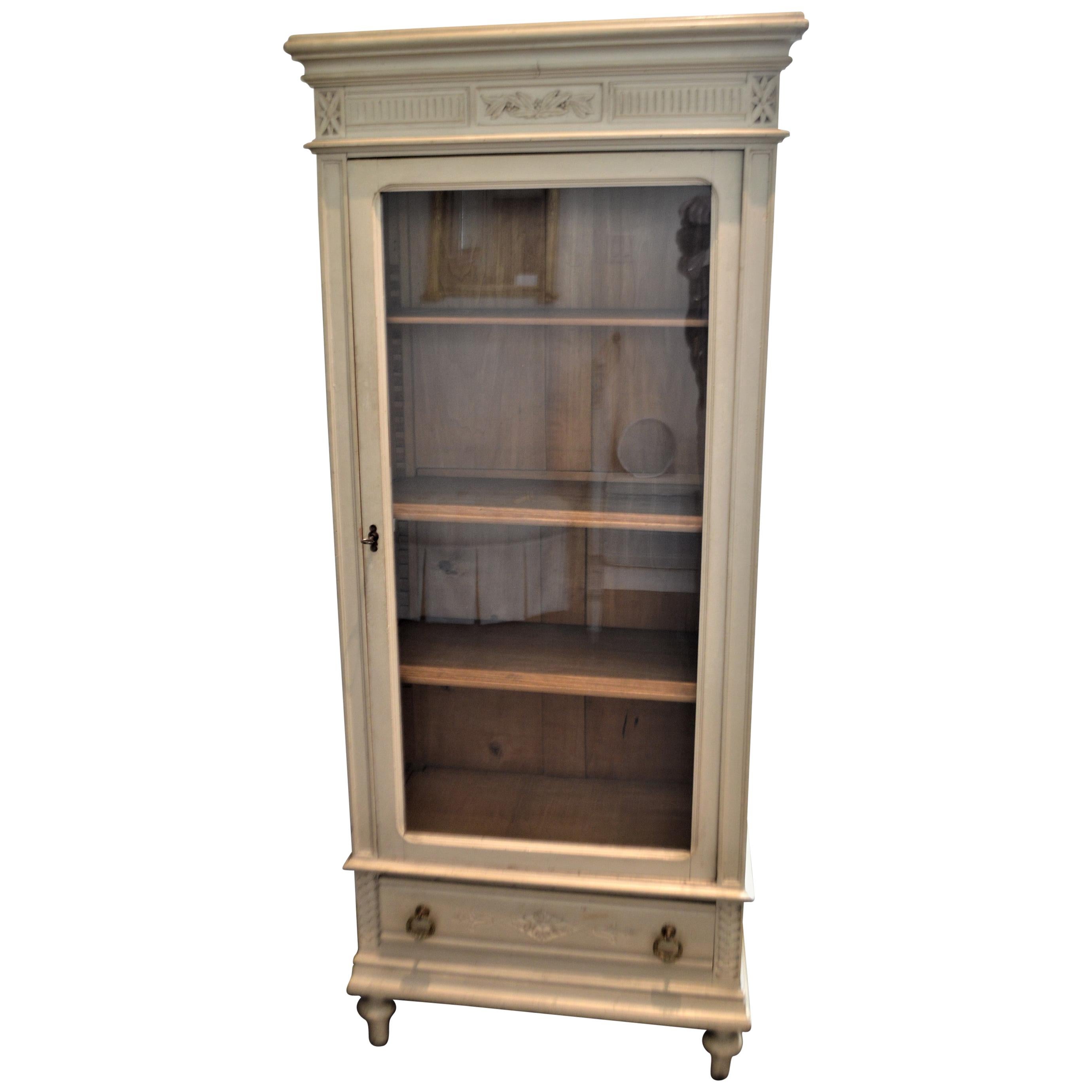 Louis XVI Style Painted Vitrine, Display Cabinet or Bookcase
