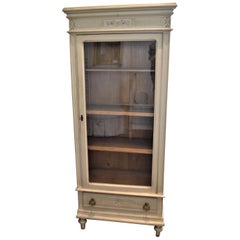 Antique Louis XVI Style Painted Vitrine, Display Cabinet or Bookcase
