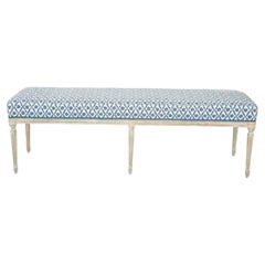Louis XVI Style Painted Window Bench with Upholstered Seat, Early 20th Century