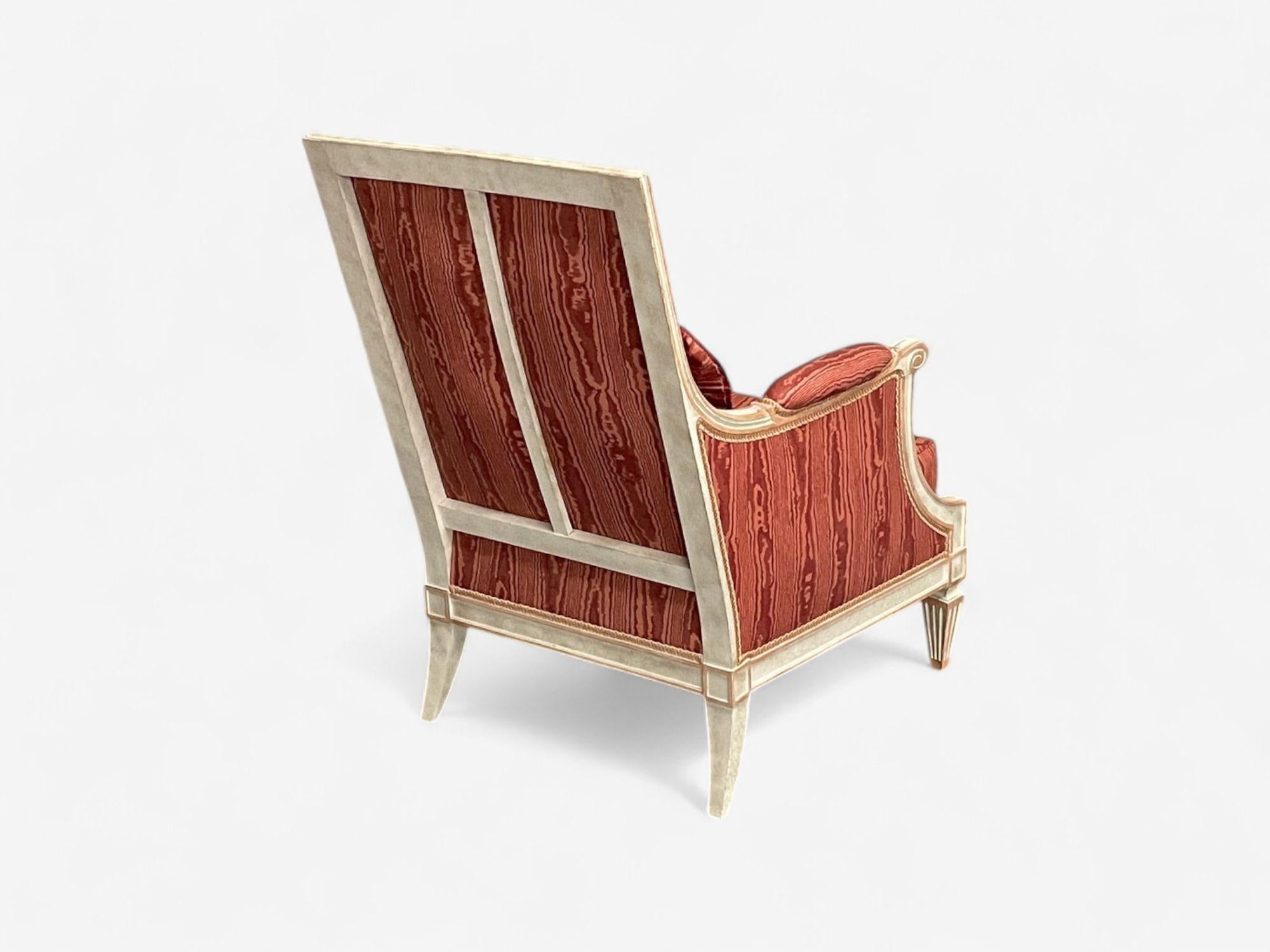 Louis XVI Style, Painted Wood, Pink Fabric, Bergere Chairs, France, 1960s For Sale 2