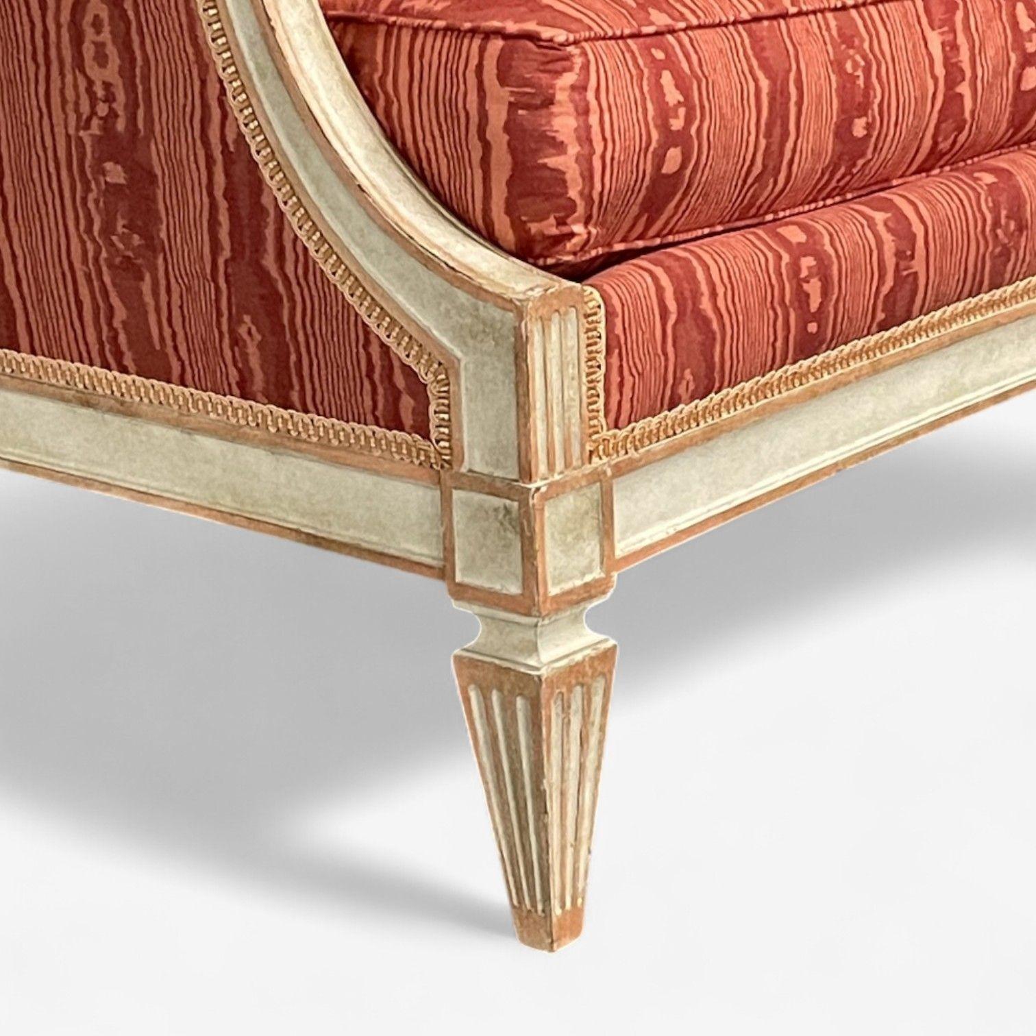 Louis XVI Style, Painted Wood, Pink Fabric, Bergere Chairs, France, 1960s For Sale 3