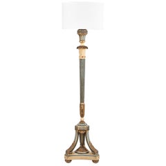 Vintage Louis XVI Style Painted Wooden Floor Lamp, 1940s