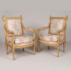 Louis XVI Style Pair of Fauteuils à la Reine After Jean-Baptiste Sené, 1800s